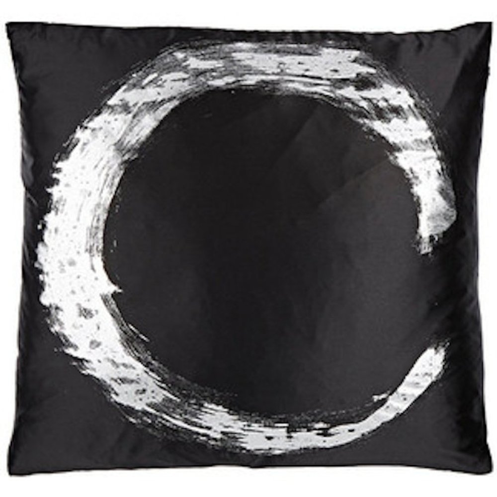 Aviva Stanoff Satin Silver Stroke Monogram Accent Pillow